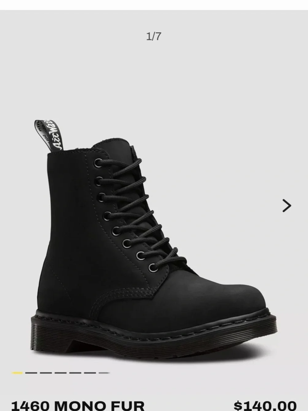 Dr. Martens Black Lace-Up Mono Fur Boot